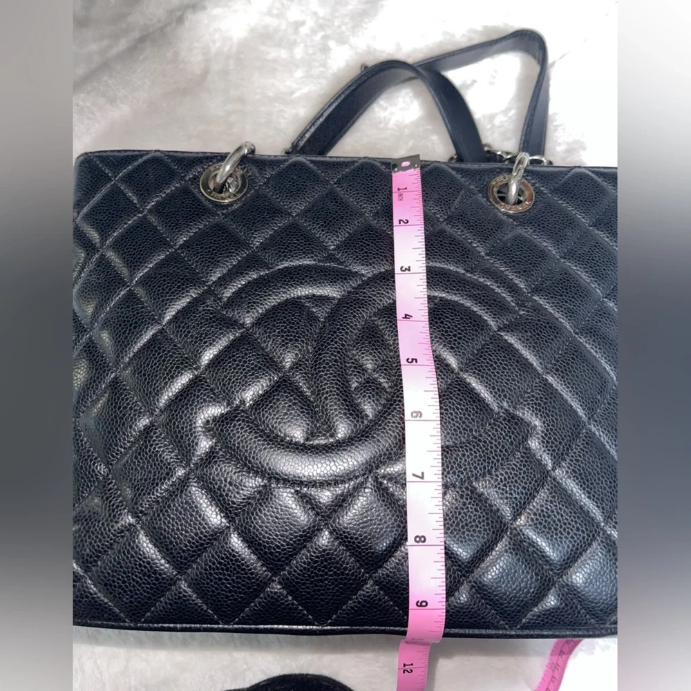 CHANEL Black Quilted Double C Chain Tote